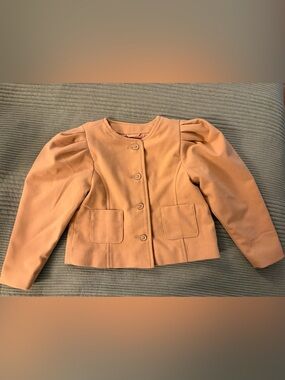 Janie and Jack Cropped Puff-Sleeve Jacket in Beach Tan